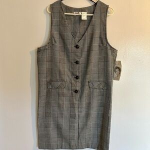 Vintage Kathy Lee Houndstooth 90’s V Neck Sheath Tunic Dress Working Girl Sz 14